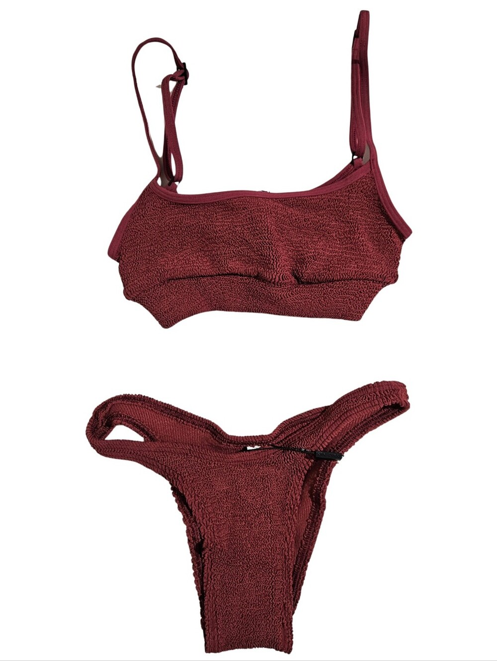 Bond-Eye Bikini Set Strap Saint Crop & Scene Brief Swimsuit Carmine One Size NWT